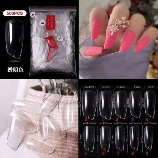 Faux ongles artificiels en forme de cercueil de manucure à pression