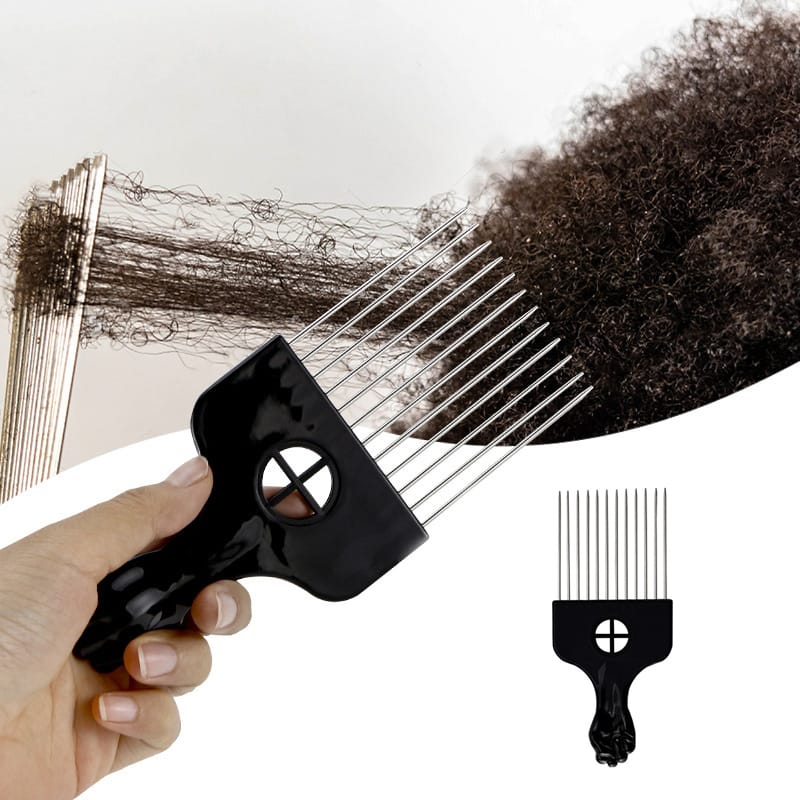 Démêlant Cheveux Afro Peigne Métal Dents Larges Cheveux Antistatiques.