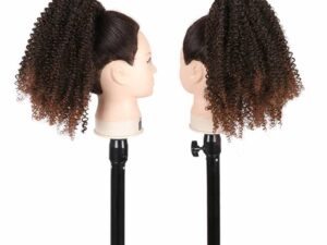 Kanekalon Short Hairpiece Afro Kinky Drawstring Synthetic Curly Ponytail Extensions, 14, 105g, #T1b30,