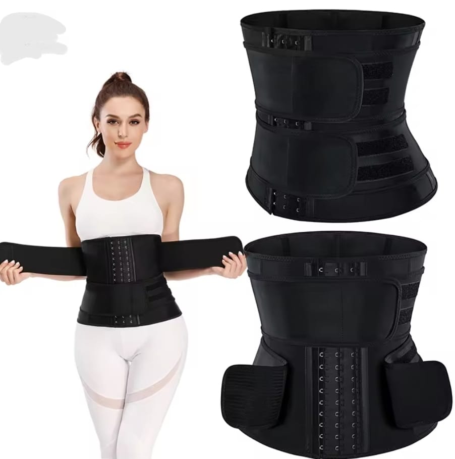 Gaine amincissante avec crochet en Latex, 2 ceintures, Double sangle, entraîneur de taille.