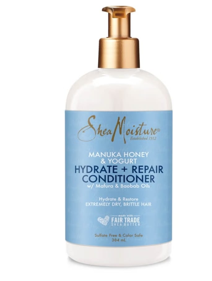 Shea Moisture,  S Après-shampooing hydratant et réparateur au miel de Manuka et au yaourt 13 fl oz 384ml.