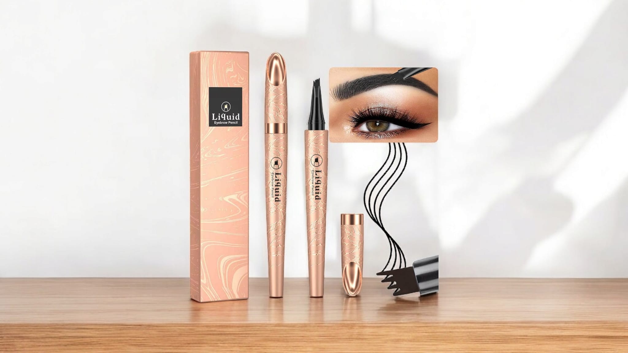 QIC Crayon à sourcils liquide waterproof avec microlame à 4 pointes. #4 noir.