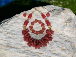 Parure 3 lots de pierre rouge