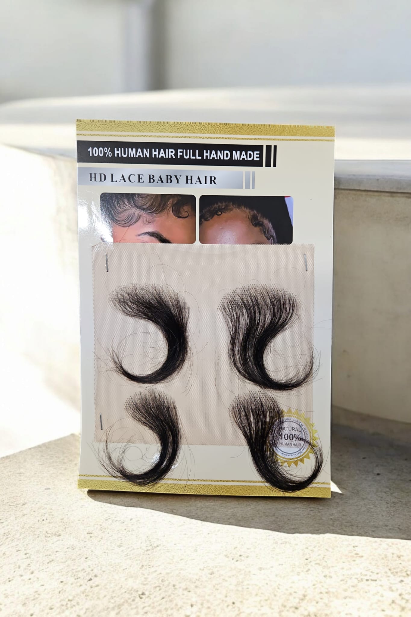 100% Natural HD lace baby edge hair, reusable,  2 pairs