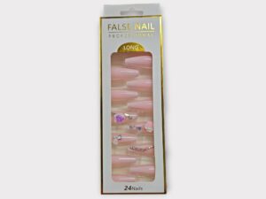 Long acrylic false nails with stones. Comfortable paste without glue.