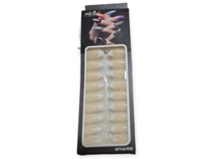 Lots de 24 faux ongles longs en acrylique,pointes blanches French manucure.Colle sillicone