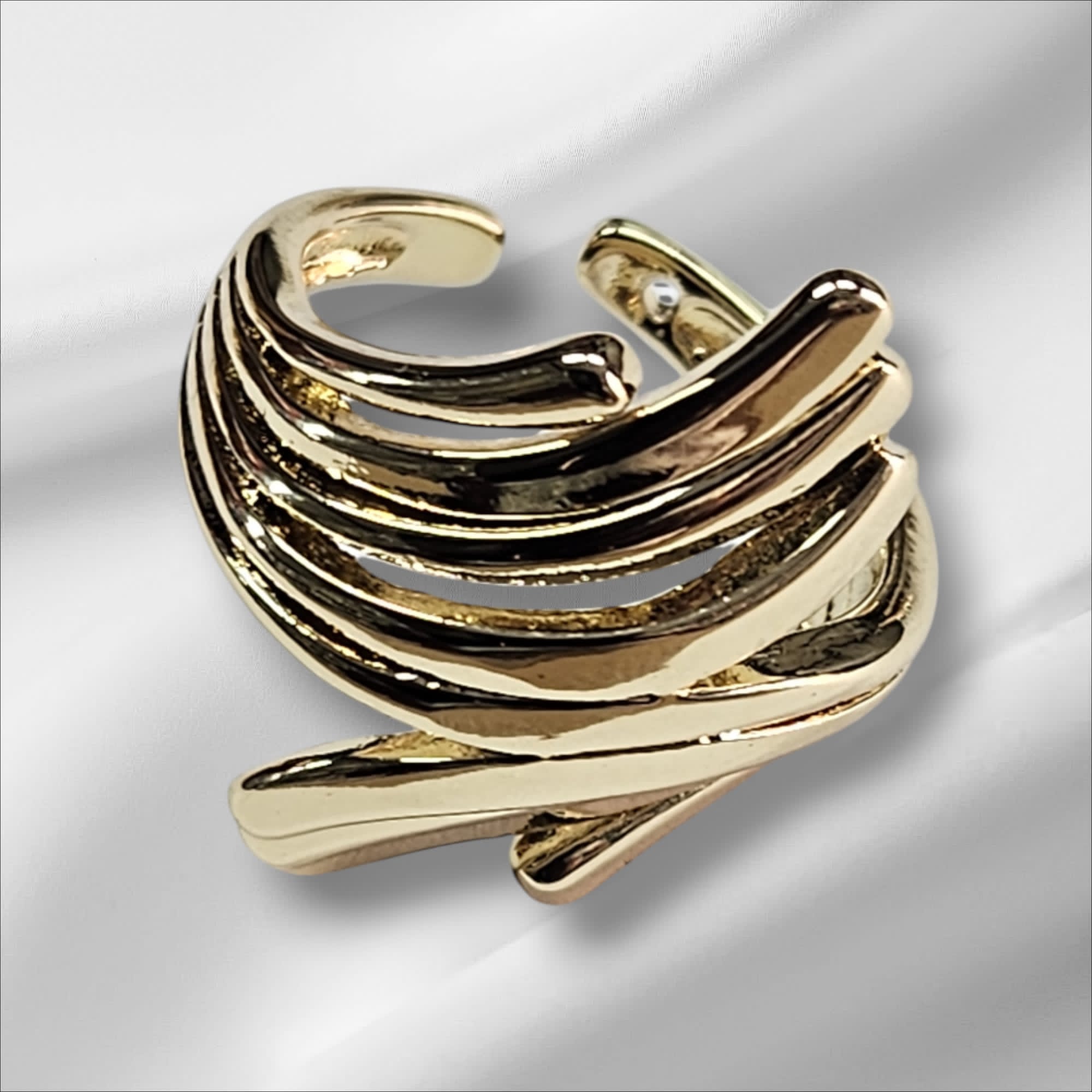 Bague reglable en couleur plaque or 18 carats,confortable et brillante,UDCR14